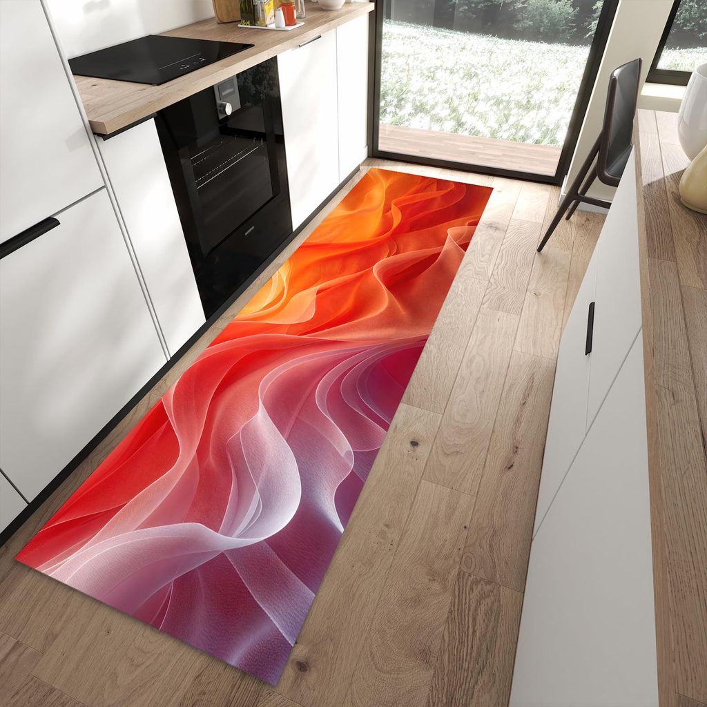 Küchenteppich 80x280cm rutschfest & abwischbar PVC Läufer - Sanfte Farbwirbel