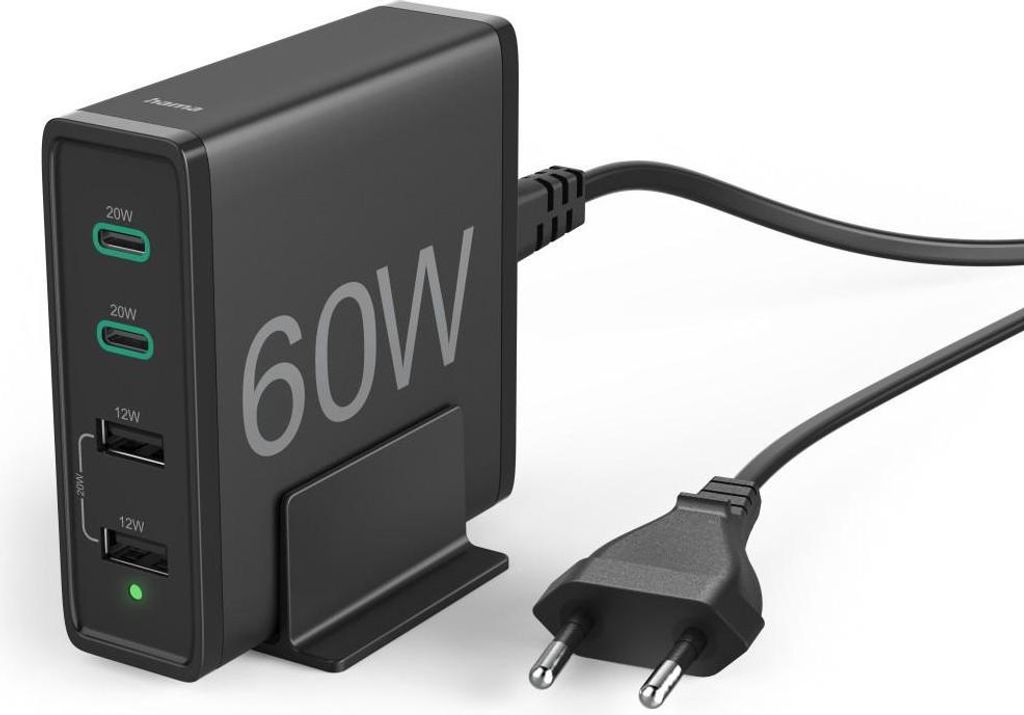 hama 4v1 USB nabíjacia stanica čierna 1,2 m, 60 W Obrázok produktu 