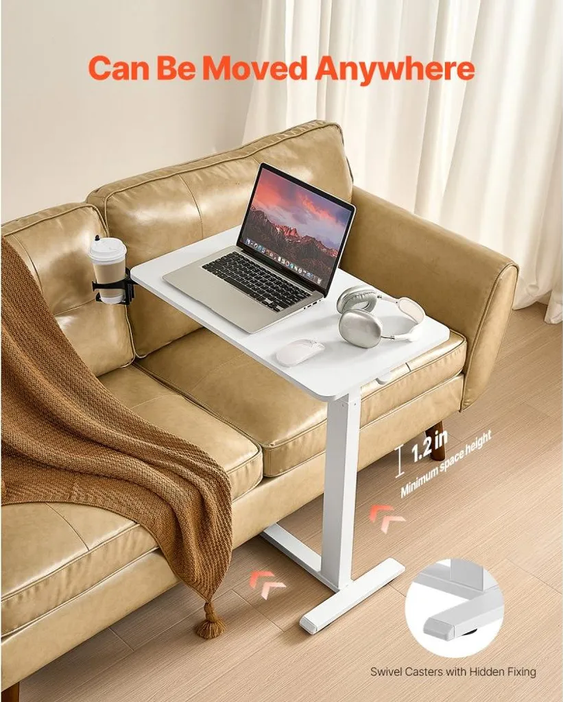 Table de chevet mobile avec 4 roulettes cachées pour ordinateur portable - 5