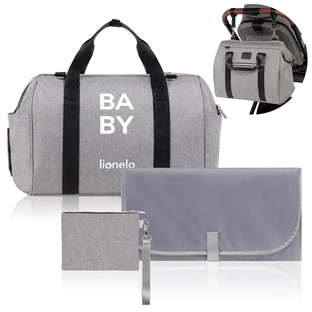 Lionelo Ida Mommy Bag - Borsa Fasciatoio Grigia con Tasche Termiche 20L