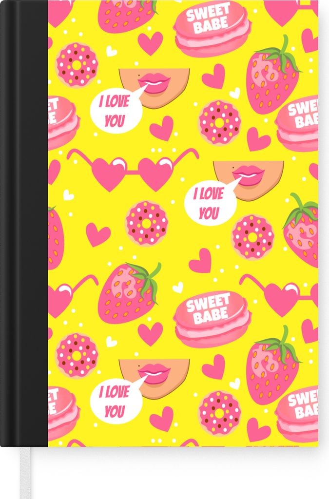 MuchoWow Notizbuch Tagebuch Haushaltsbuch Notebook A5 Lebensmittel - Muster - Rosa - Notizblock - Notizheft - Notebook - Schreibblock - Papier