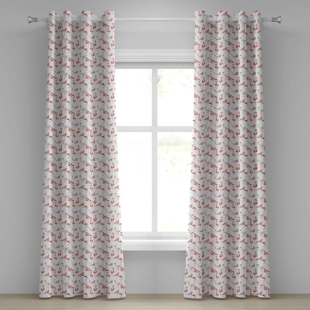 Rideaux décoratifs 2 panneaux motif Flamant Rose Aquarelle 280x245cm