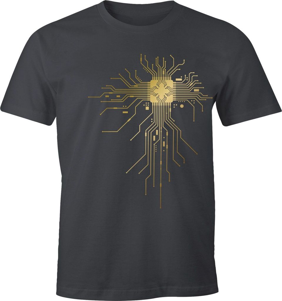 Herren T-Shirt Computer Programmierer CPU Prozessor Technik-Nerd Geek Fun-Shirt lustig Moonworks dunkelgrau 3XL