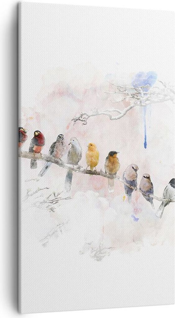 Bild auf Leinwand - Leinwandbild - Einteilig - Vögel Kanarienvogel Zweig - 45x80cm - Wand Bild - Wanddeko - Wandbilder - Leinwanddruck - Bilder - ...