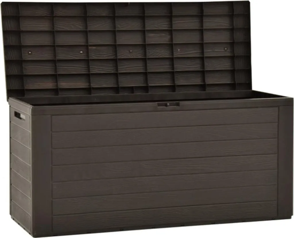 Rangement de Jardin 280L pour Coussins et Outils de Terrasse Marron