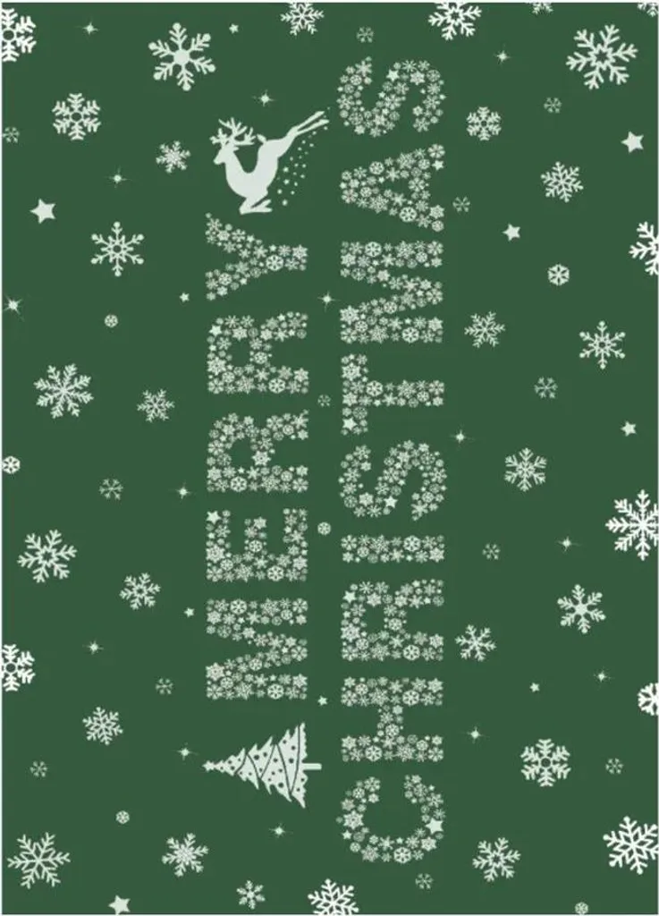 Tapis Vert Doux Antidérapant Flocon de Noël 120cm en Polyester Lavable