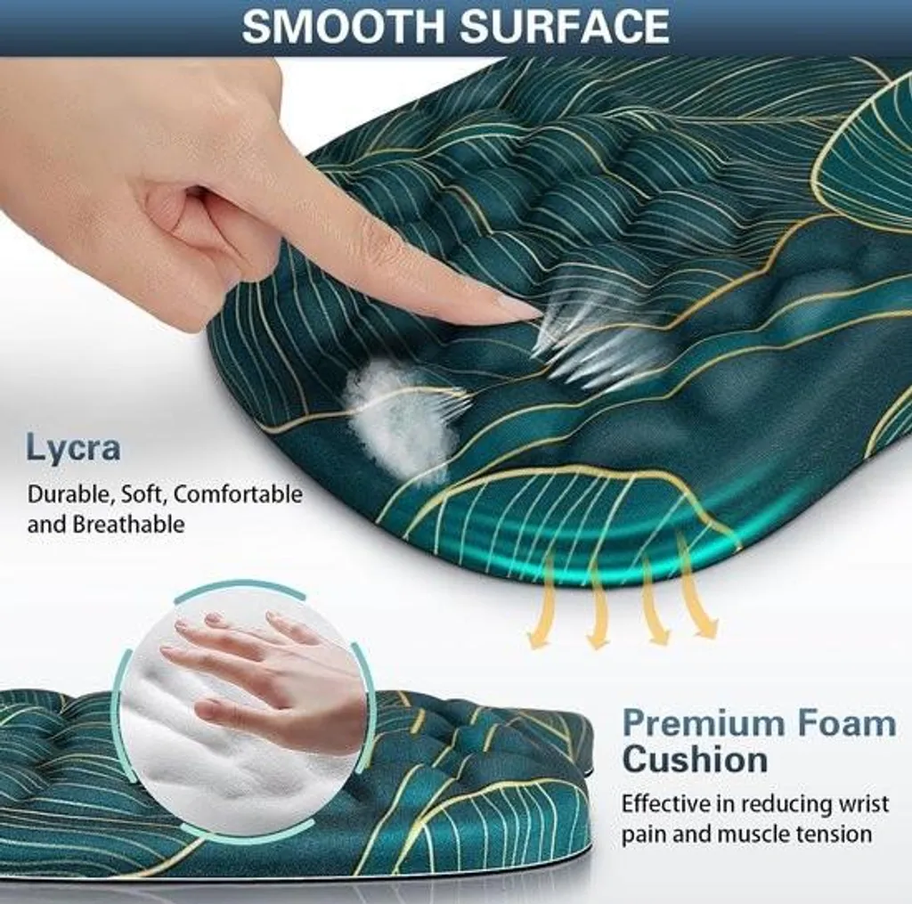 Tapis de souris ergonomique 2-en-1 avec repose-poignet en gel noir