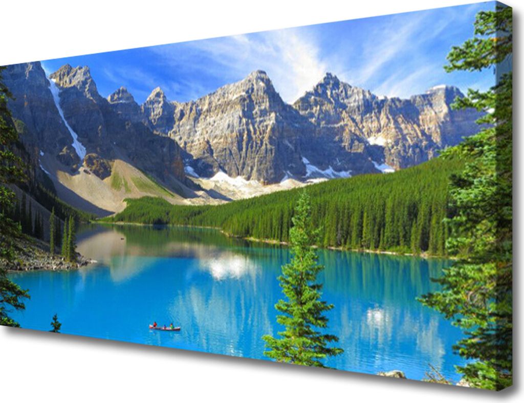 Tulup Leinwand-Bilder 100x50 Wandbild Canvas Kunstdruck See Gebirge Wald Landschaft