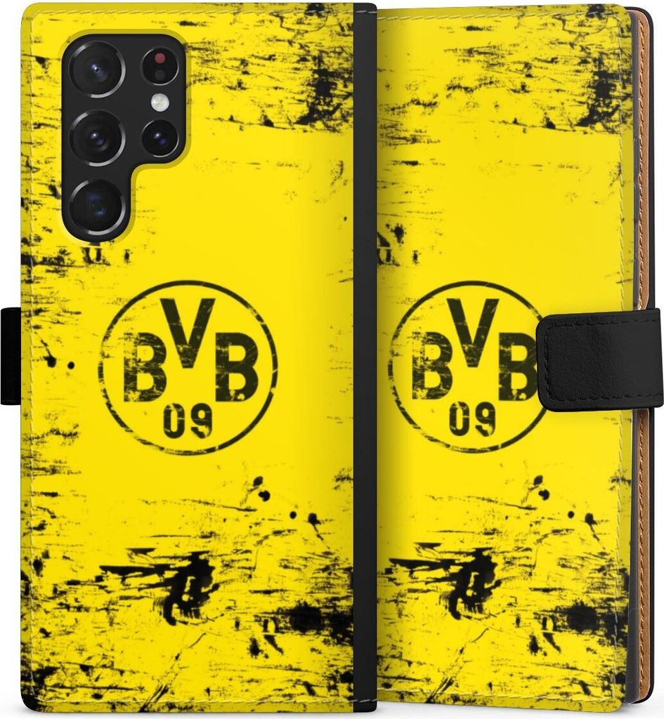 DeinDesign Klapphülle für Samsung Galaxy S22 Ultra Handytasche Lederhülle Tasche BVB Borussia Dortmund Offizielles Lizenzprodukt