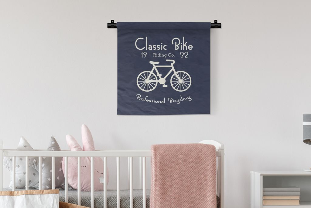 MuchoWow Wandteppich Wandbehang Jahrgang - Fahrrad - Text 60x60 cm Tapisserie Dekoration Wandtuch - Dekorationen - Wand Decke