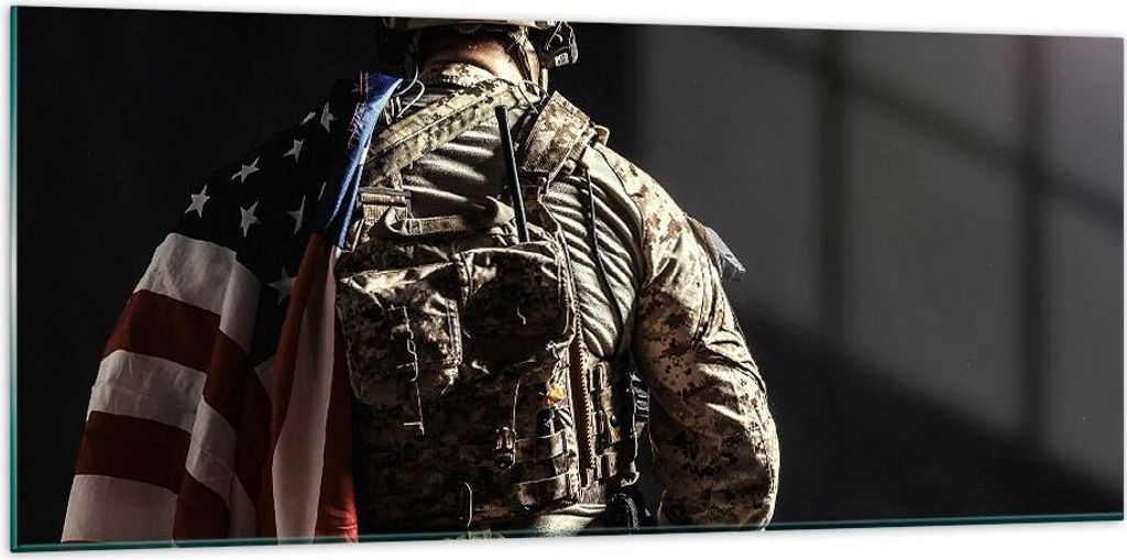 Bilder auf glas - Soldat Armee - 120x50cm - Glasbilder - Wandbilder - Kunstdruck - zum Aufhängen bereit - Wanddekoration aus Glas - Glas Bilder - ...