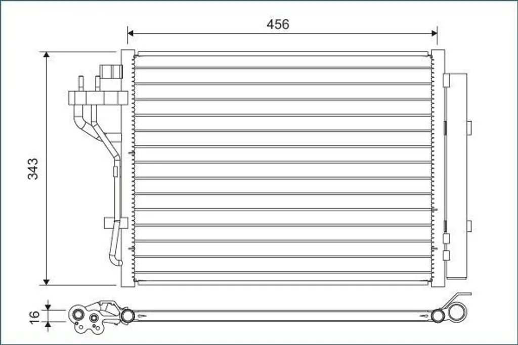 Condenseur Alu Valeo 822629 avec déshydrateur intégré pour i10 BA IA