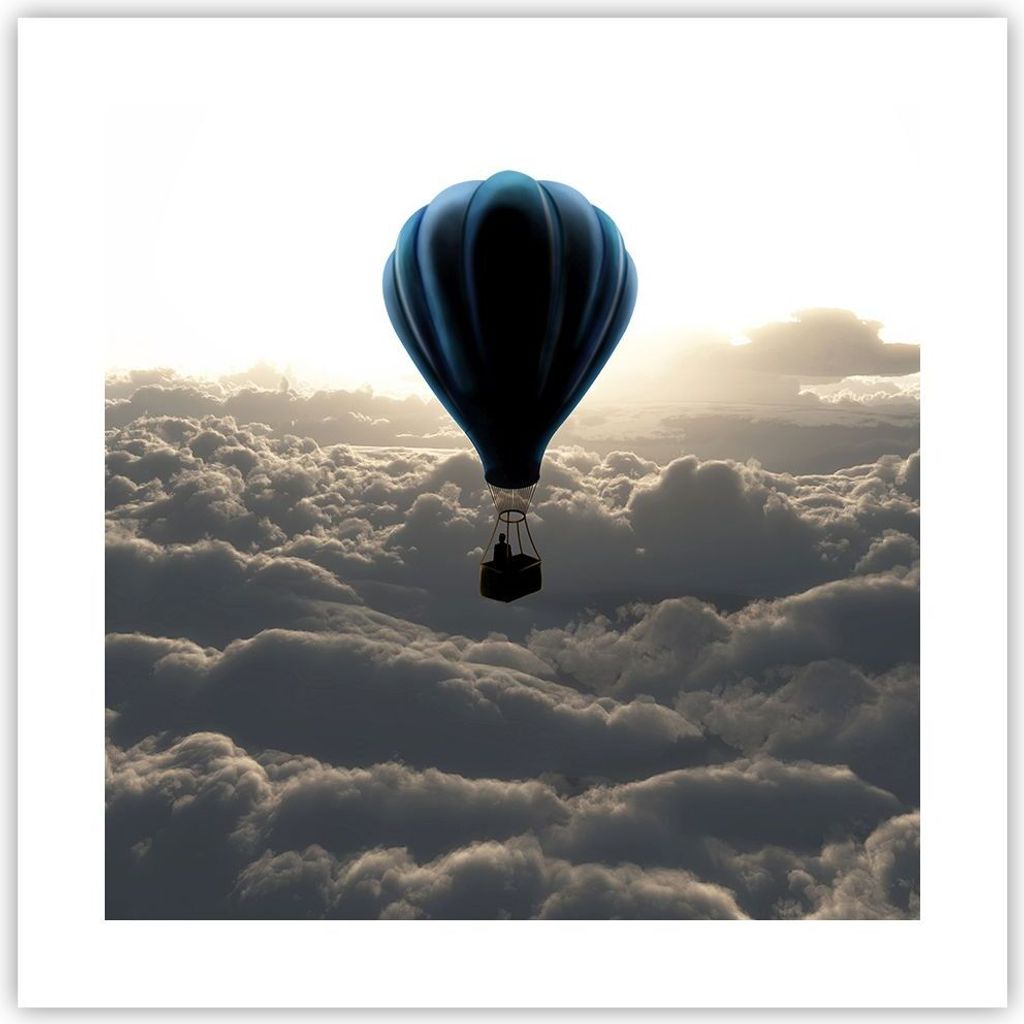 Poster - Poster ohne Rahmen - Wolke Ballon Himmel - 40x40 cm - Wand Bild - Wanddeko - Wandbilder - Kunstposter - Wandposter - Bilder - Kunstdruck -...