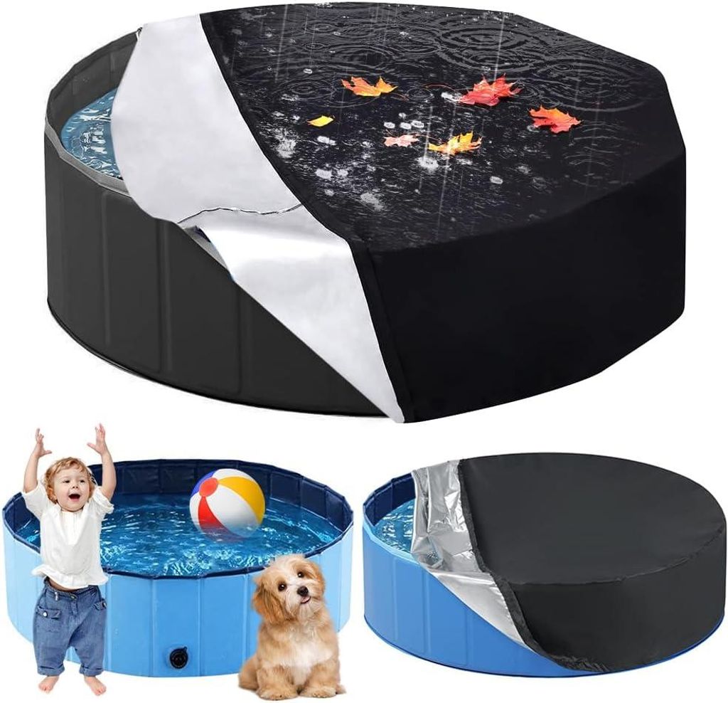 Runde Poolabdeckung 120x30cm, mit Kordelzug, wasserdicht, staubdicht, für Hunde