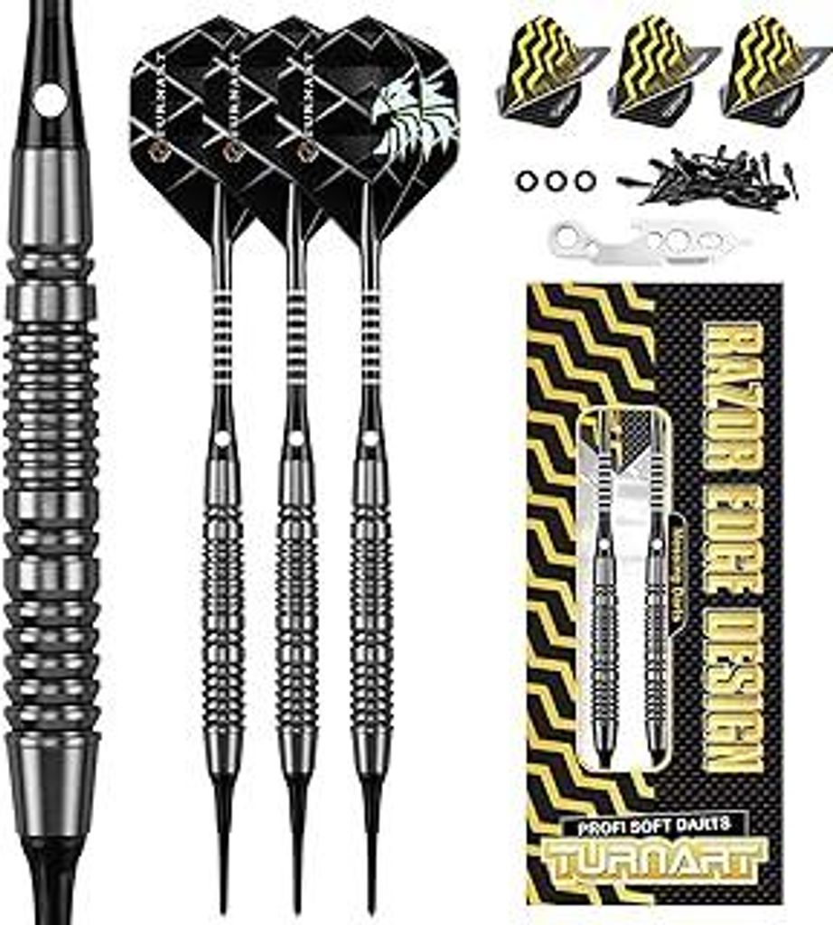 Turnart Dartpfeile mit Kunststoffspitze,18g Brass Softdarts,dartpfeile Profi für Elektronische Dartscheibe,Dart Set mit 30pcs Dartpfeil Spitzen 6 ...