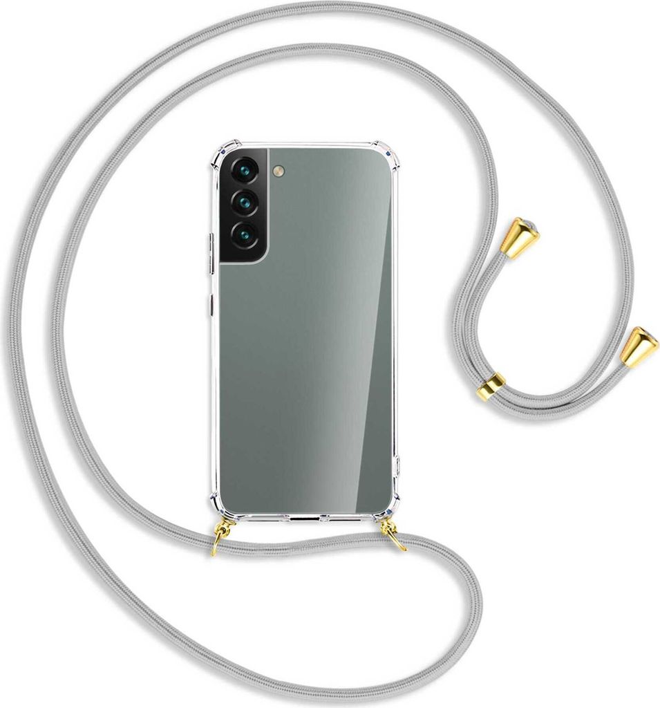 Handykette Backcover-Schutzhülle mit Band (Metall goldfarben) für Samsung Galaxy S22 Plus 5G (S906) - silbergrau