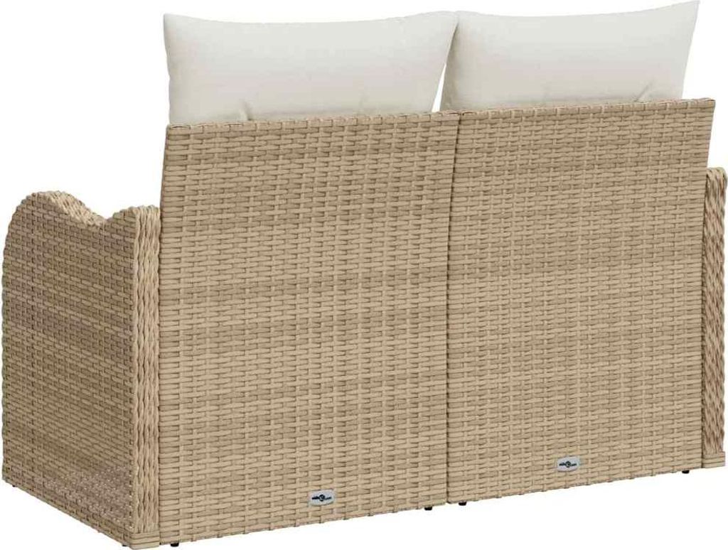 vidaXL Gartensofa mit Kissen Beige 121 x 62 x 69cm Poly-Rattan