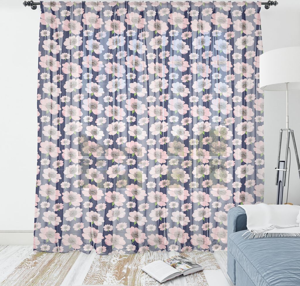 ABAKUHAUS Blumen Wandteppich, Dog Rose Pastellrosa Tone Repetitive Hand Drawn Illustraiton, Wohnzimmer Schlafzimmer seidiges Satin Wandtuch, 220 c...