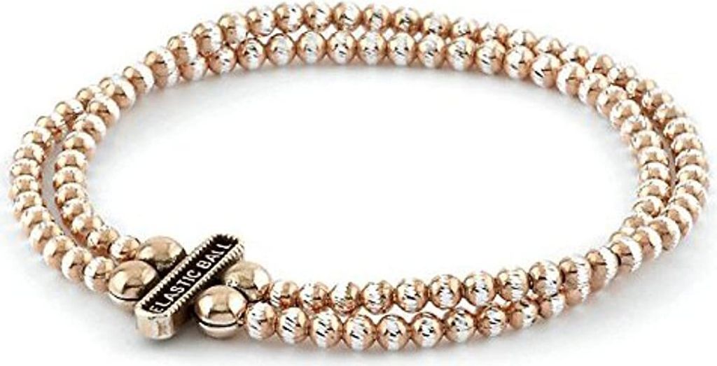 Karisma Diamntschliff 3mm Elastische 2-Reihig Kugelkette Armband 19cm Silber 925 Rosé Gold rhodiniert EB0003DR