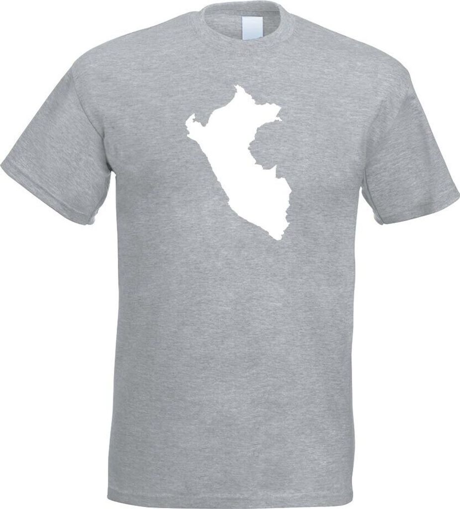 Kiwistar - T-Shirt - Graumeliert - Peru Umriss Kontur Herren Funshirt Bedruckt Design Sprüche Spruch Motive - mit Motiv Bedruckt - Funshirt Design...