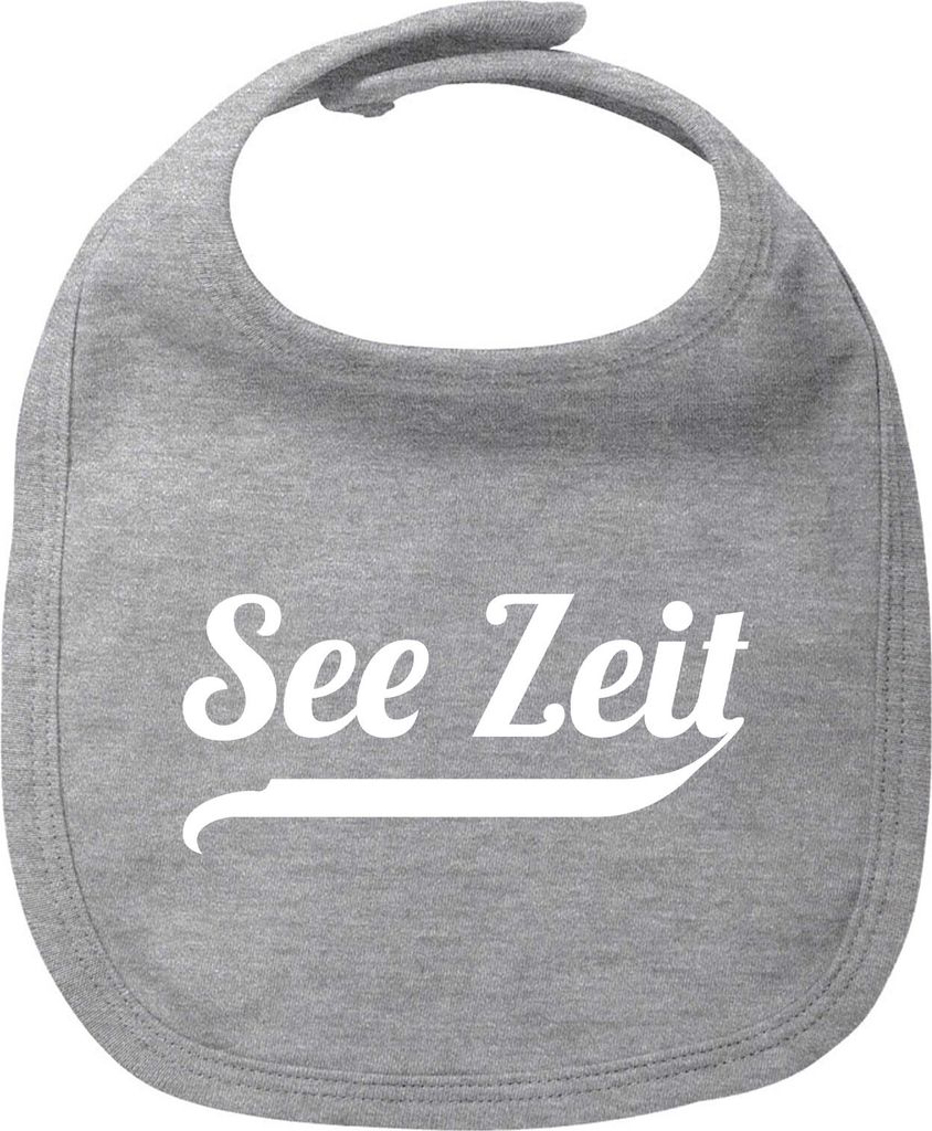 Huuraa Baby Lätzchen See Zeit Schriftzug Heather Grey Klettverschluss Baumwolle Latz Geschenkidee