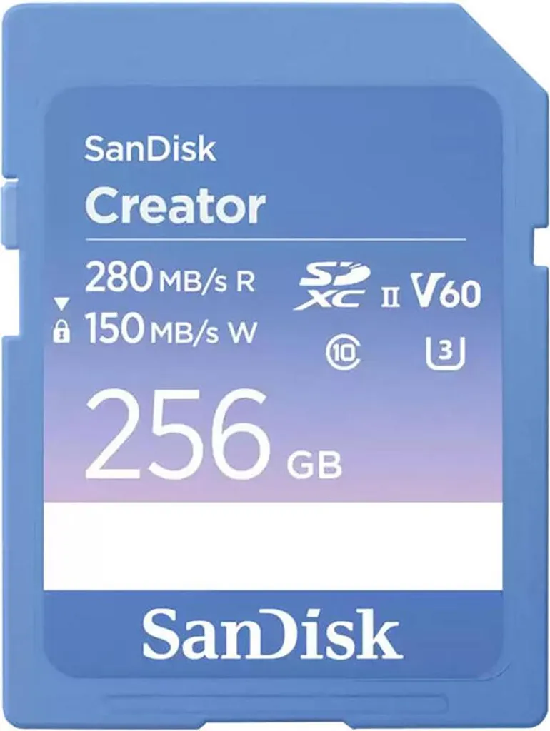 Carte SDXC 256 GB SanDisk Creator UHS-II pour Vloggers et YouTubeurs