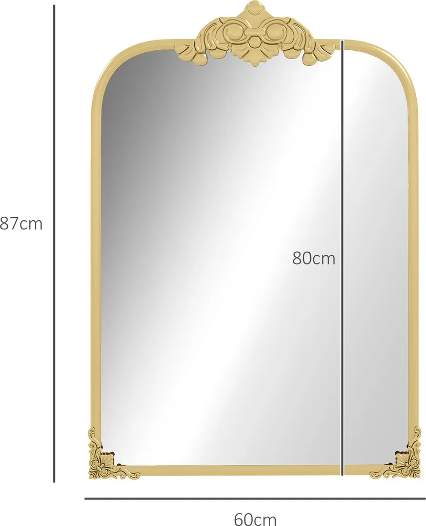 Miroir Mural Baroque Doré 60x87 cm - Solution Déco pour Agrandir l'Espace