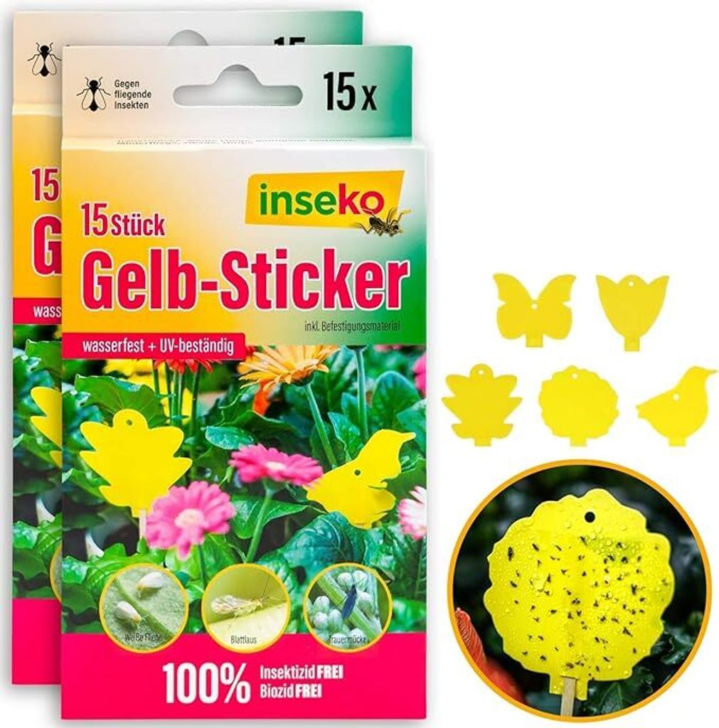 inseko 30x Profi Gelbsticker I Gelbtafeln I Gelbfalle I Fliegenfalle I umweltfreundlich/giftfrei - 2 Packungen (552410)