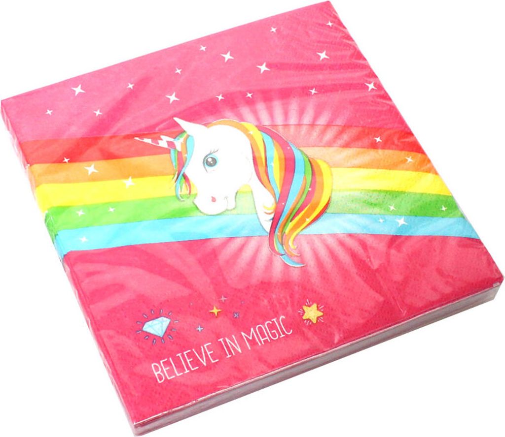 20 Servietten Einhorn Magic 3-lagig 33x33cm Produktbild 