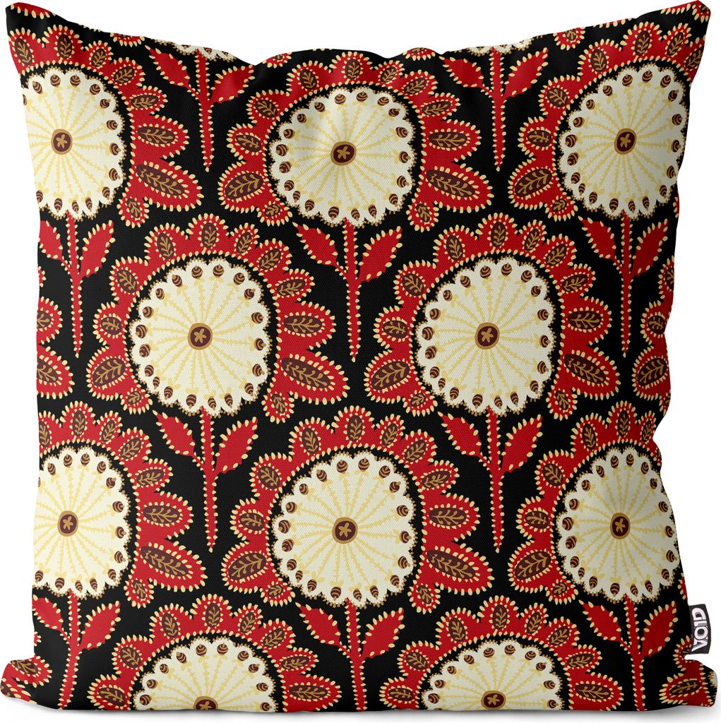 VOID Blumendekor Muster Schwarz Design Kissenbezug Kissenhülle sofa couch wohnzimmer dekoration wasserfest Outdoor Garten Kissen bezug deko