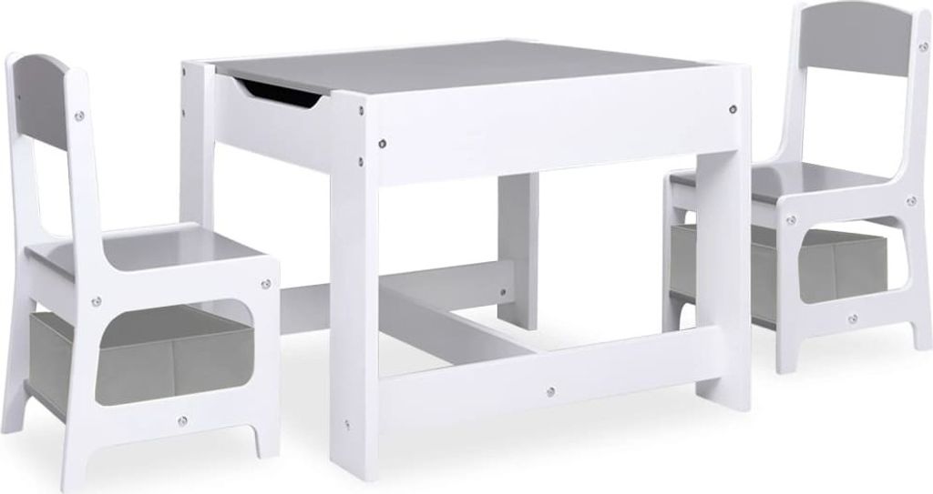 vidaXL Kindertisch mit 2 Stühlen Weiß MDF Produktbild 