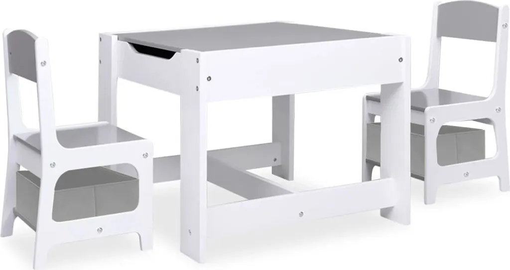 Mobilier de Chambre Enfant : Table et 2 Chaises Blanches en Bois MDF Durable