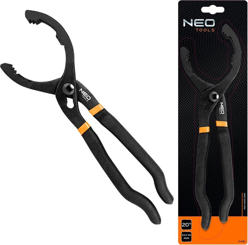 NEO TOOLS Klucz odgięty szczypcowy (20°) do filtrów oleju Zdjęcie produktu 