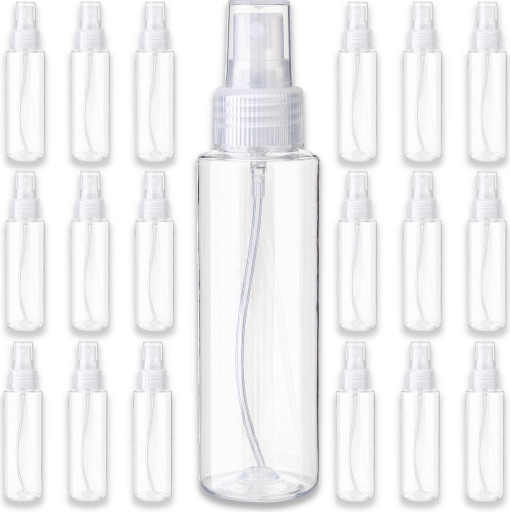 30x PET-Kunststoffflasche 100 ml mit transparentem Zerstäuber Sprükopf