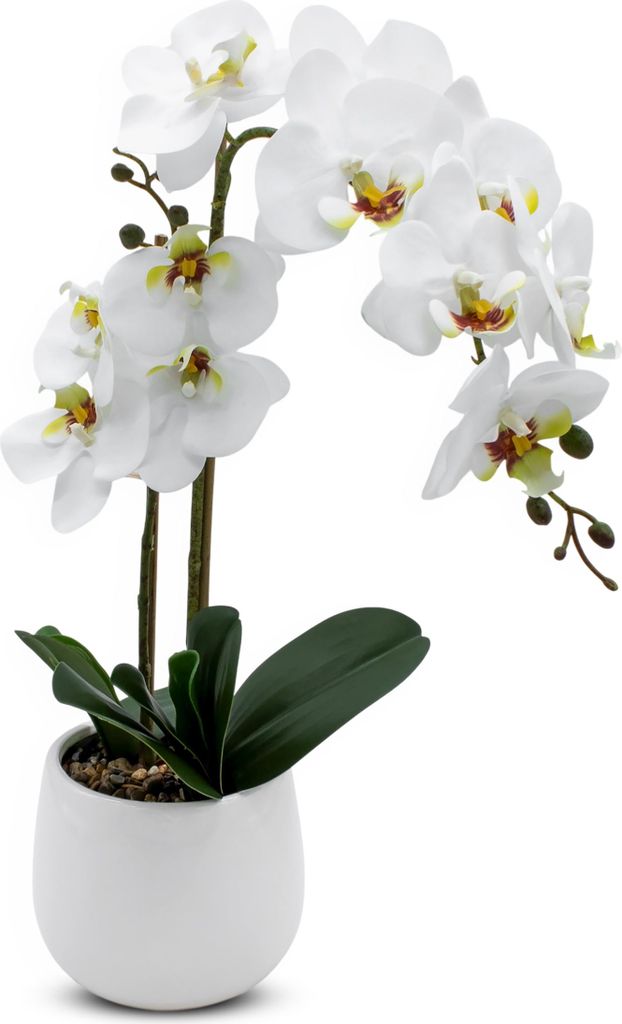 3.03 Kunstorchidee in witte pot - ongeveer 50 cm - Productafbeelding 