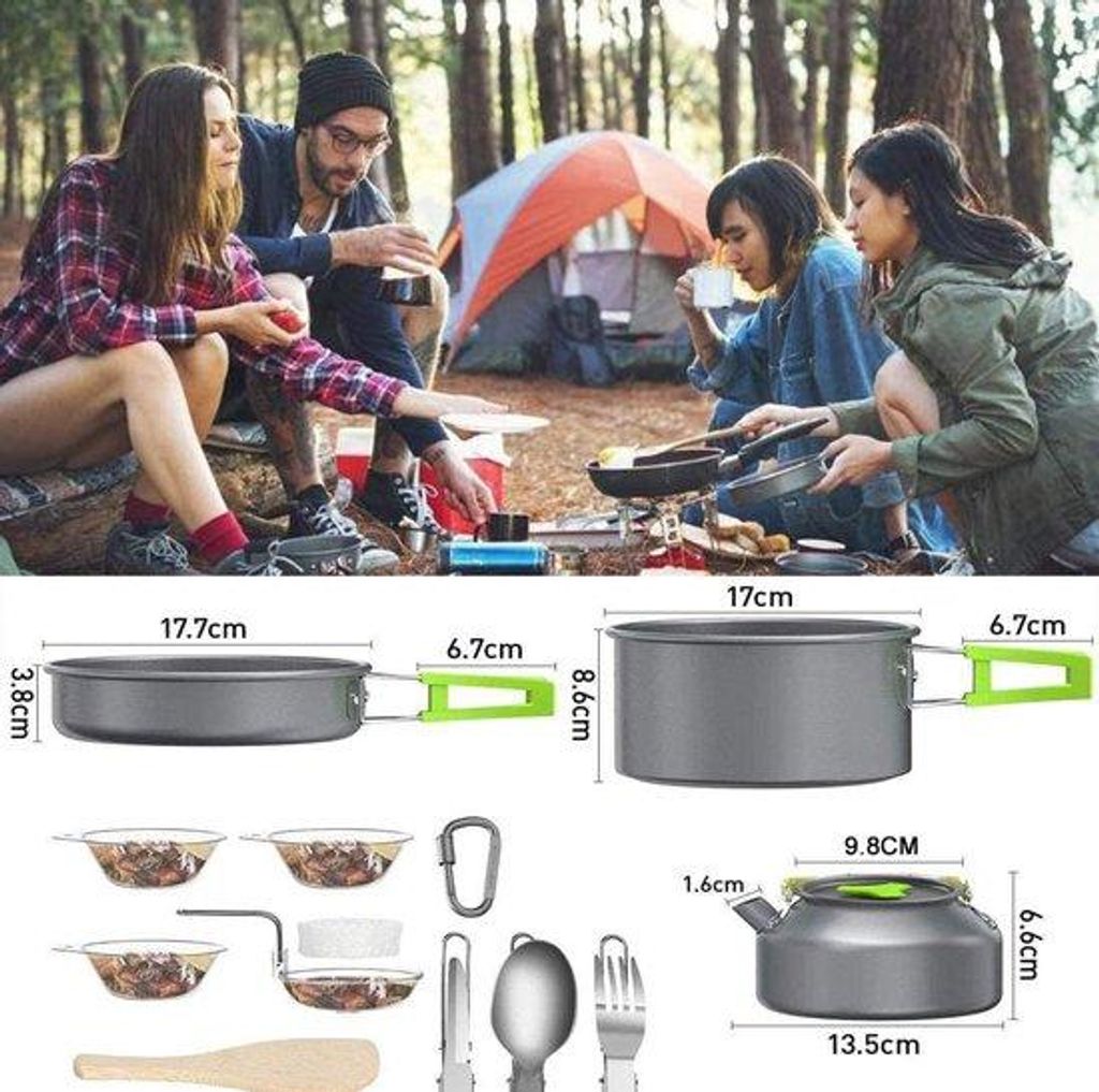 Kochset für Camping - Outdoor Kochset - für Wanderungen Picknick Reisen – umweltfreundlich