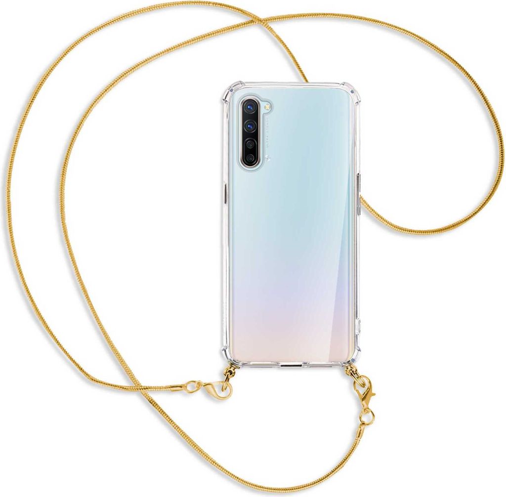 Handykette Backcover-Schutzhülle mit Band (Metall goldfarben) für Oppo Find X2 Lite - goldfarbene Kette Snake