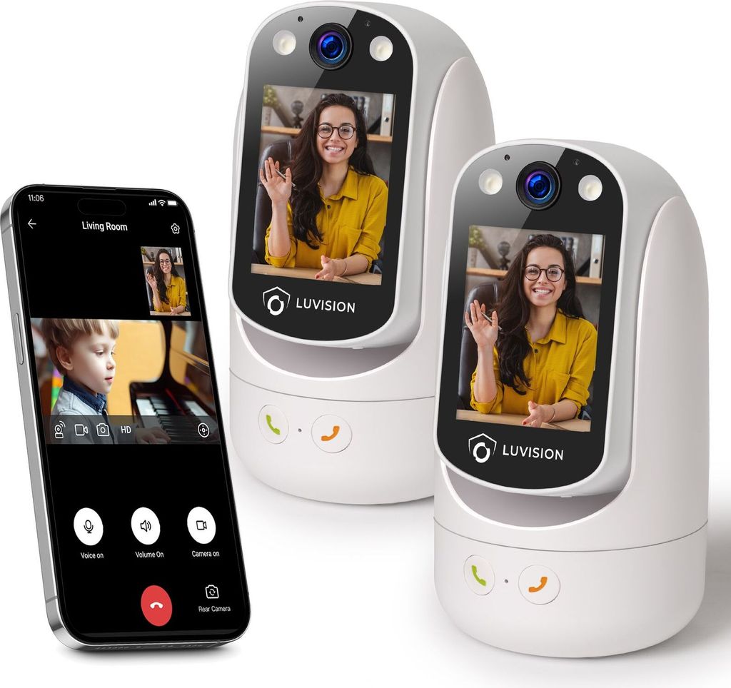 LUVISION 2er Set PTZ Gegensprechkamera Video Anruf Kamera Telefonkamera WLAN Überwachungskamera Senioren Baby Autotracking
