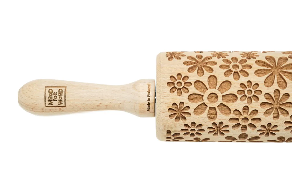 Efo Mattarello In Rilievo Con Cuori, 24 Cm, Legno Fatto A Mano, Per Biscotti E Pasta Decorativa
