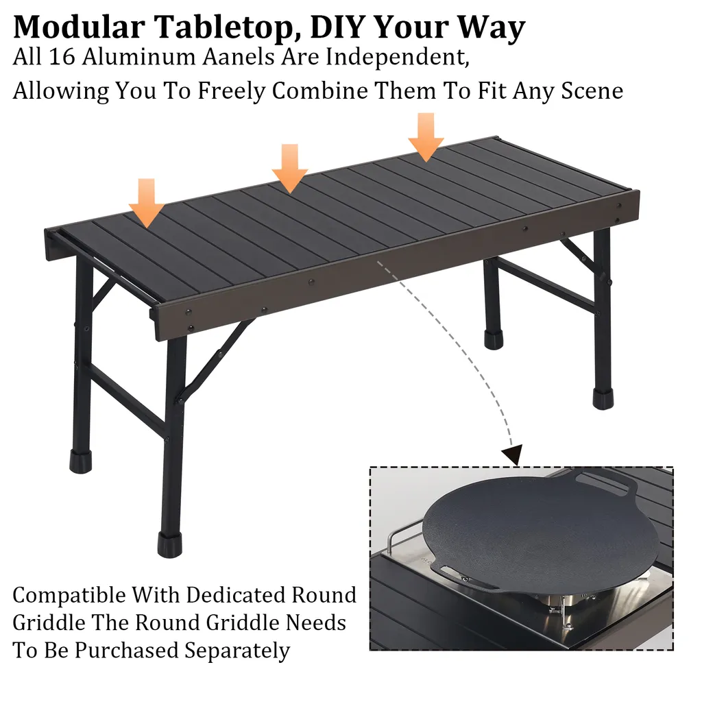 Table de camping pliable ultra légère et résistante en aluminium gris - 8
