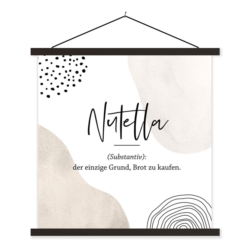MuchoWow Textilposter Sprichwörter - Nutella - Wörterbuch - Zitate - Nutella Definition 90x90 cm mit schwarzem Rahmen - Magnetisches