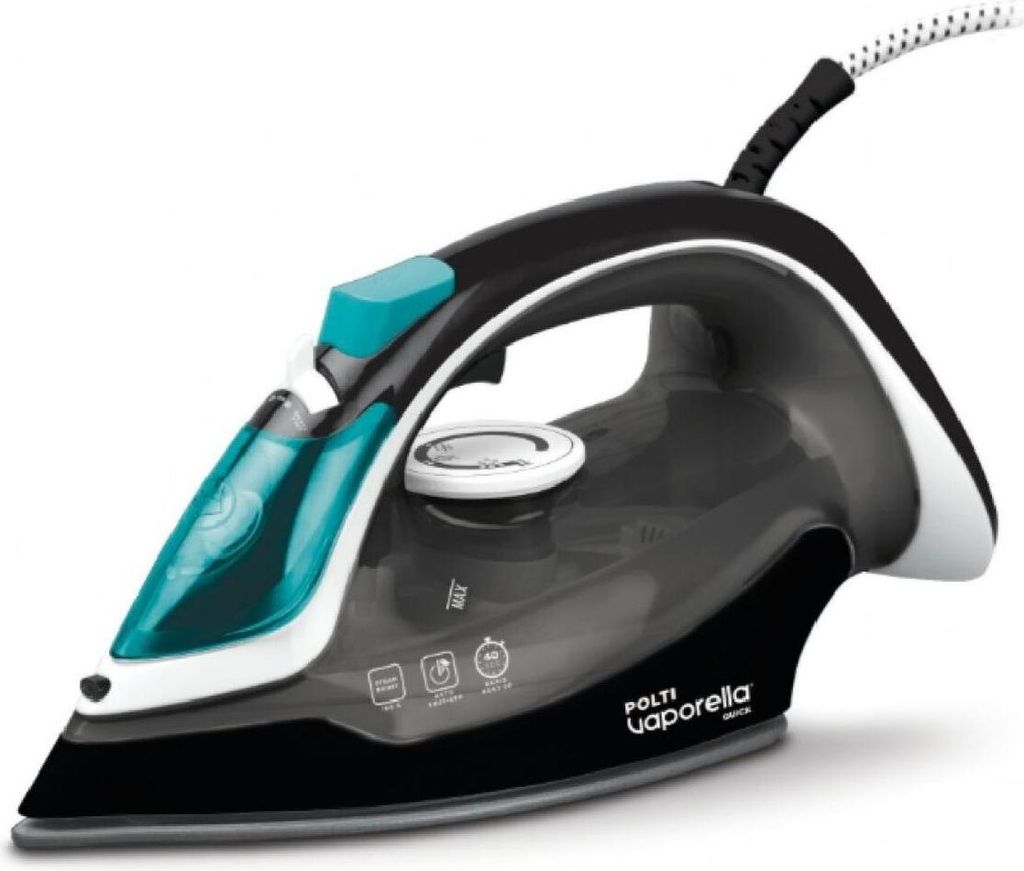 Polti PLEU0277, Trocken- & Dampfbügeleisen, Keramik-Bügelsohle, 1,9 m, 180 g/min, Schwarz, Blau, Grau, Weiß, 30 g/min