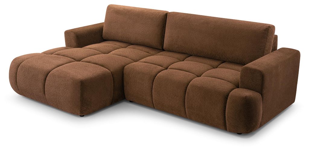 Masseno Ecksofa VASTO mit Schlaffunktion L-Form, Sofa mit Bettkasten, Wohnzimmersofa, Couch, Soffa, Bettsofa, Couchgarnitur- Braun, VINCI 56
