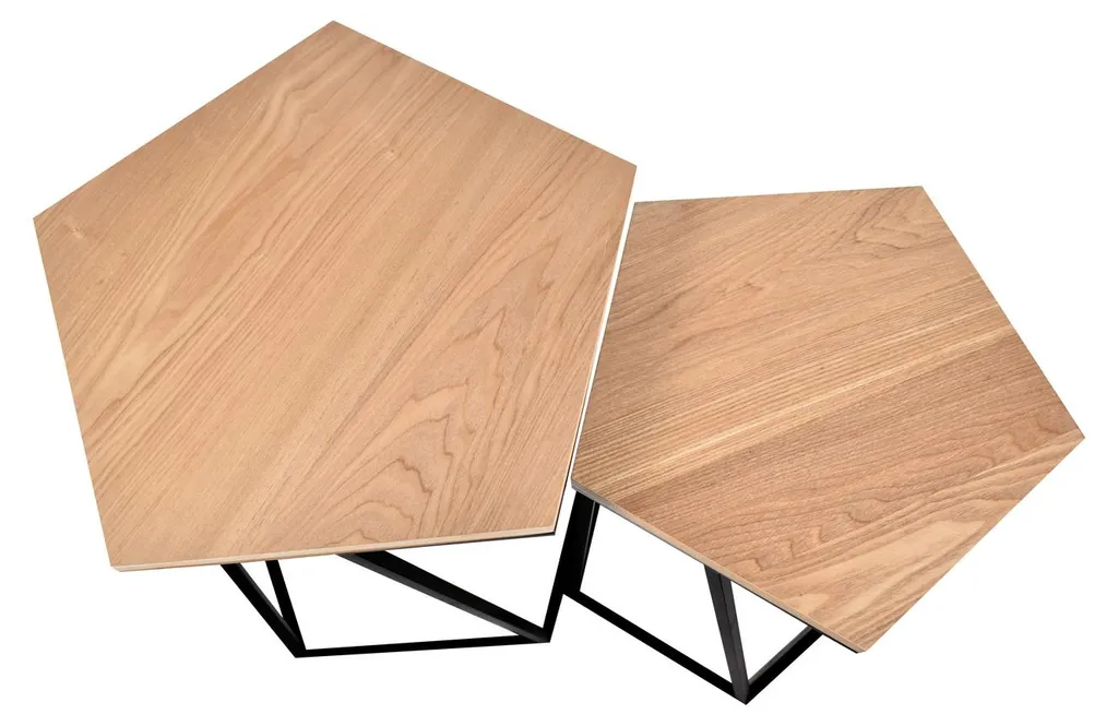 Table basse bois et métal industriel - Ensemble de 2 tables de salon - 4