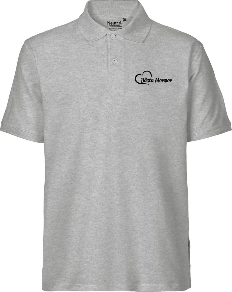 Huuraa Herren Polo Shirt Bästa Mormor Hjärta L Sport Grey Bio Baumwolle Fairtrade Poloshirt Geschenkidee