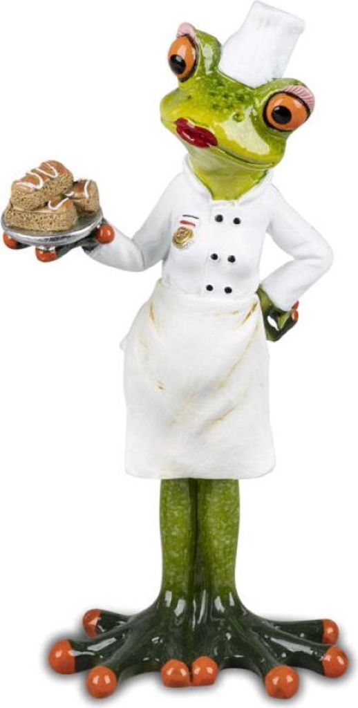 Dekofigur Frosch aus Froschhausen - Kunststein grün - Bäckerin