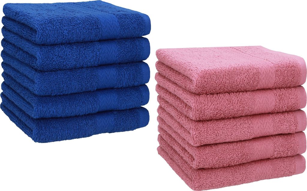 Betz 10 Stück Seiftücher 30x30 cm PREMIUM 100% Baumwolle Farbe: royalblau und altrosa