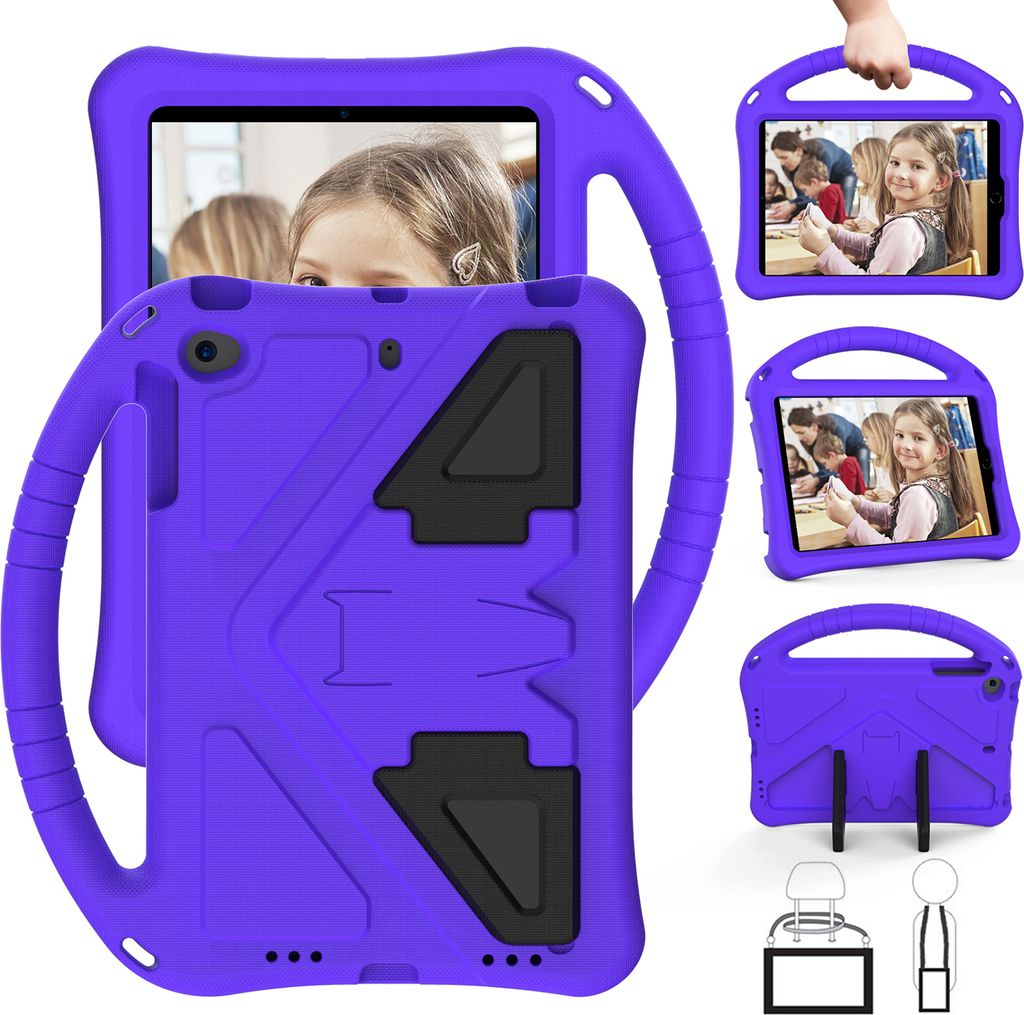 Kinder Hülle für iPad Mini 5/4/3/2/1, Eva Leichte Stoßfeste Faltbarem Ständer, Kids Griff Schutzhülle Lila