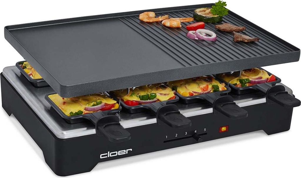 Cloer 6446 Raclettegrill mit Aluminium Druckguss Platte - Produktbild 