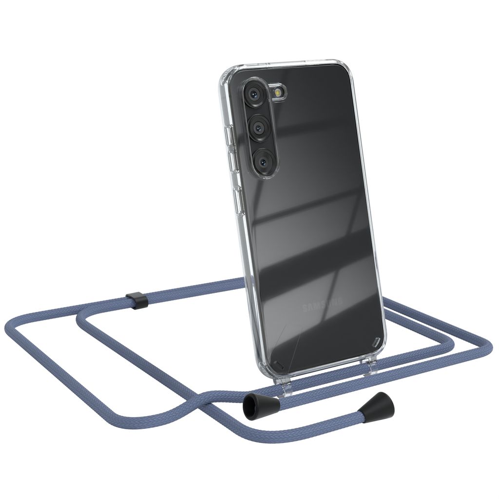 EAZY CASE Handykette kompatibel mit Samsung Galaxy S23, Handyhülle mit Umhängeband, Handykordel, Schutzhülle Clear, Band in Grün